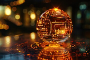 Aufkleber - Close up of a sphere on a table. Perfect for science and technology concepts