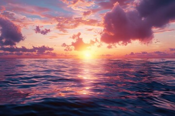 Poster - Beautiful sunset over the ocean, perfect for travel and nature concepts