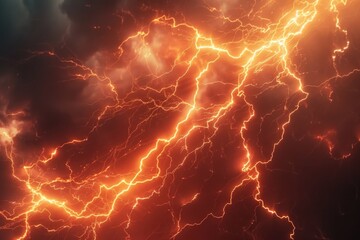 Poster - A close-up image of lightning in a dark, stormy sky. Perfect for weather-related designs