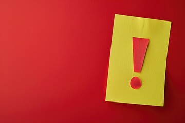 Aufkleber - Yellow paper with a red exclamation mark, suitable for business or warning concepts