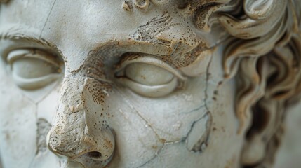 Aufkleber - Detailed shot of a man's face statue, ideal for historical and artistic projects