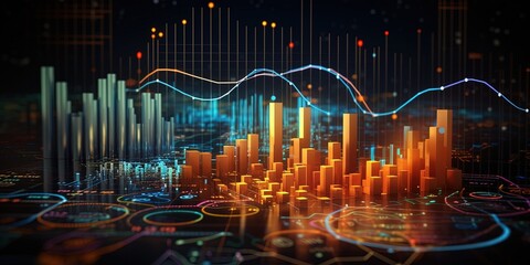 Poster - Business or health statistics, numbers and reports. Sales, profit, cost, capital etc. Data analysis, data science concept.