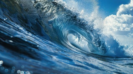 Aufkleber - A large wave breaking in the ocean. Ideal for travel and nature concepts