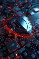 Poster - Detailed close up of a computer motherboard. Suitable for technology concepts