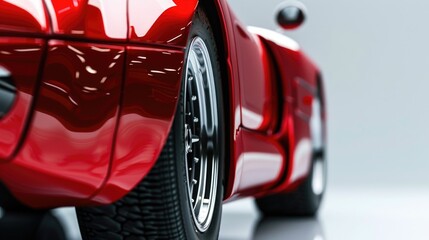 Wall Mural - Detailed view of a red sports car, ideal for automotive concepts