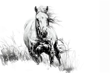 Aufkleber - A dynamic image of a horse in motion. Suitable for various design projects