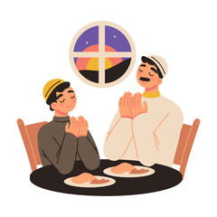 Sticker - iftar prayer family together