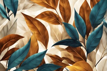 Autumn multicolored leaves background, nature wallpaper, abstract watercolor illustration