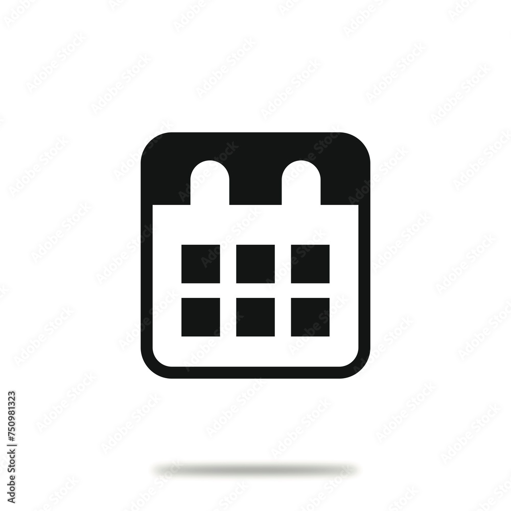 Flat icon. Calendar is a simple black figure. Minimalist style ...