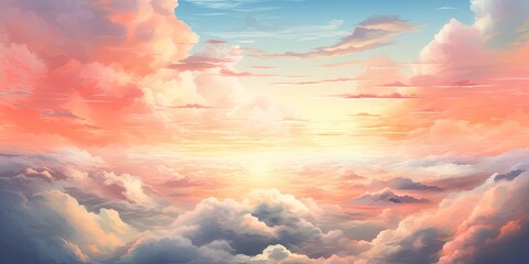 Wall Mural - Heavenly sky. Big thick clouds over a city