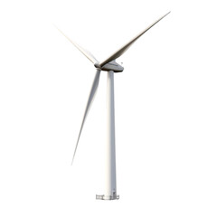 A wind turbine, isolated on white background cutout.