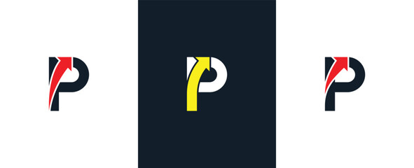 initial Letter P Arrow Logo Concept icon sign symbol Design Element. Financial, Consulting, Logistics Logotype. Vector illustration logo template