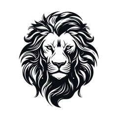 Wall Mural - lion head black and white vector illustration isolated transparent background, logo, cut out or cutout t-shirt print design,  poster, baby products, packaging design, tribal tattoo