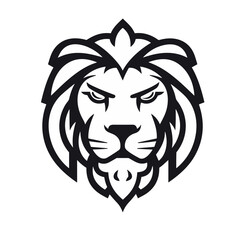 Wall Mural - lion head black and white vector illustration isolated transparent background, logo, cut out or cutout t-shirt print design,  poster, baby products, packaging design, tribal tattoo