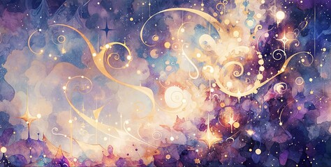 Poster - A magical abstract composition, with patterns and whimsical curls. AI. Abstraction, digital art. for book covers, music album art, or as decorative prints. digital platforms, print media.