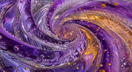 Poster - An abstract image of swirls, tunnels, spirals and fractals, with bright light and purple, yellow and lilac colors. Abstract digital art. Fractal and digital concept. digital projections, album artwork