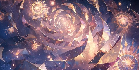 Poster - An abstract combination of looking glass and space, in pleasing shades of color. AI. Digital art with a fantastical and surreal aesthetic.  For banner, wallpaper, prints, backgrounds
