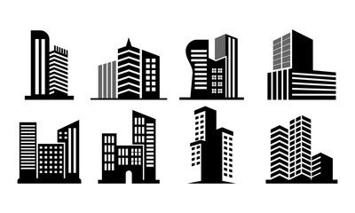 Poster - skyscraper building vector logo set template