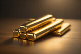 Fototapeta Niebo - Gold bars on a blurred background
