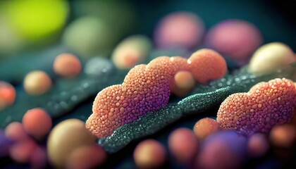 Wall Mural - macro view of healthy gut bacteria and microbes