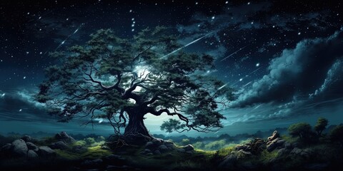 Wall Mural - tree in the night