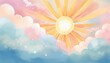 sun and clouds background in pastel colors colored clouds gentle background banner