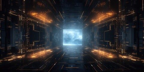 Poster - Scifi design external panels abstract. light color. illustration. darkish. Space station, spaceship, or starship Sci-fi style futuristic facility.