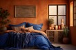 Deep Blue Bed Linen and Terracotta Pottery: Mediterranean Cozy Bedroom Color Palette Ideas