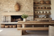 Bamboo And Stone: Farmhouse Charm With Earthy Accents And Timber Tables