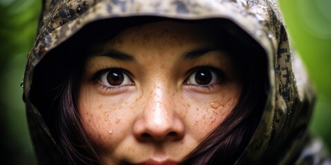 Canvas Print - a close up of a woman wearing a hat