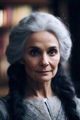 Poster - a woman with grey hair and a black and white wig