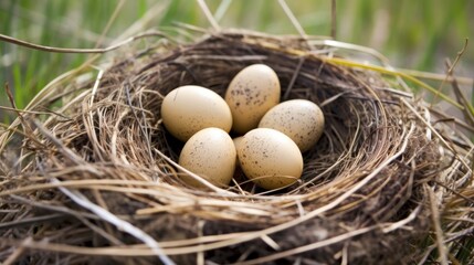 a nest with eggs in it