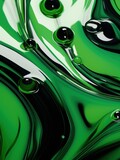 Fototapeta Dinusie - a green and black liquid with black bubbles