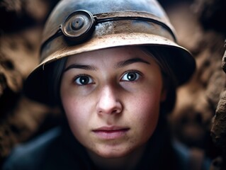 Canvas Print - a woman wearing a helmet