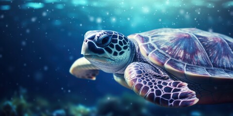 Poster - a sea turtle swimming in the water