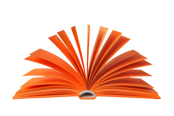 Wall Mural - open orange book isolated on transparent background