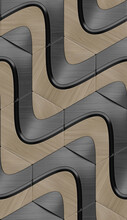 Black wood and beige wood waves pattern for wall.