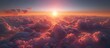 sunrise over clouds on twitch, in the style of photorealistic landscapes, photo-realistic landscapes, high-angle, realistic scenery, soft color fields. Generative AI