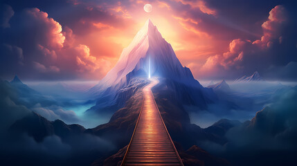 Wall Mural - 3D rendering of road to success concept