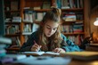 © Salsabila Ariadina - Caucasian teenage girl studying in her bedroom at home