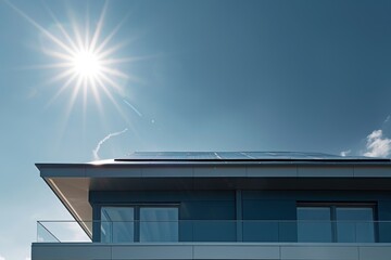 house with solar panels on roof under bright sun