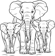 Poster - Handdrawn elephant outline drawing