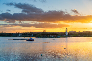 Wall Mural - Sunset at the Willen Lake. Milton Keynes. England