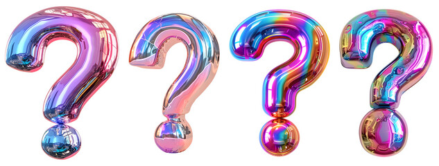 question mark 3D glossy liquid style effect with hologram color gradient