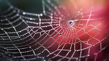 The intricate pattern of a spider web symbolizes networking technology