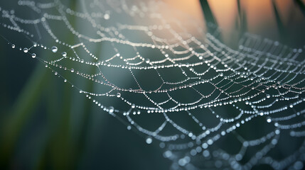 The intricate pattern of a spider web symbolizes networking technology