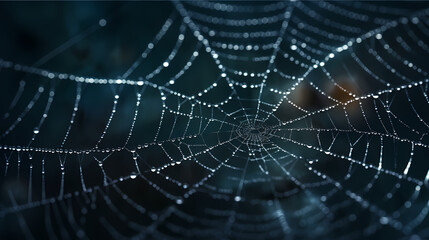 The intricate pattern of a spider web symbolizes networking technology