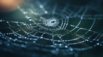 The intricate pattern of a spider web symbolizes networking technology