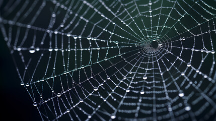The intricate pattern of a spider web symbolizes networking technology