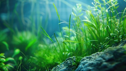 Wall Mural - Lush aquatic plants in a vibrant underwater ecosystem